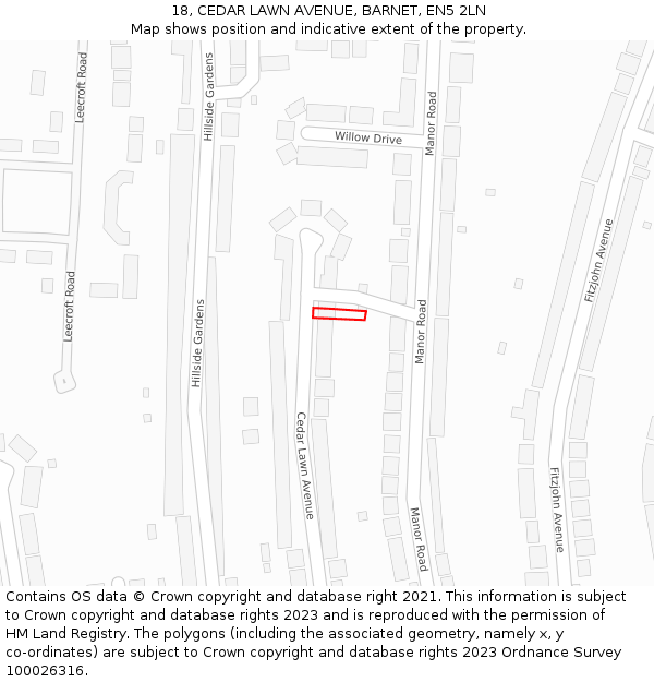 18, CEDAR LAWN AVENUE, BARNET, EN5 2LN: Location map and indicative extent of plot