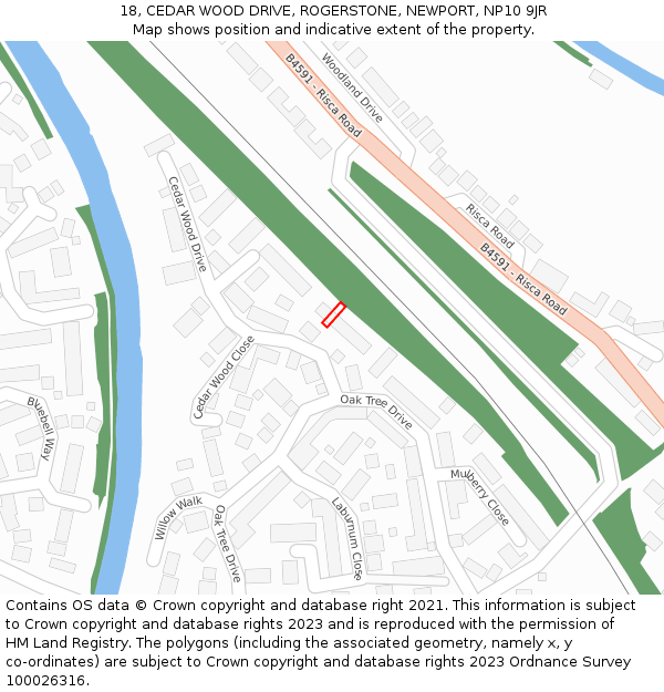 18, CEDAR WOOD DRIVE, ROGERSTONE, NEWPORT, NP10 9JR: Location map and indicative extent of plot