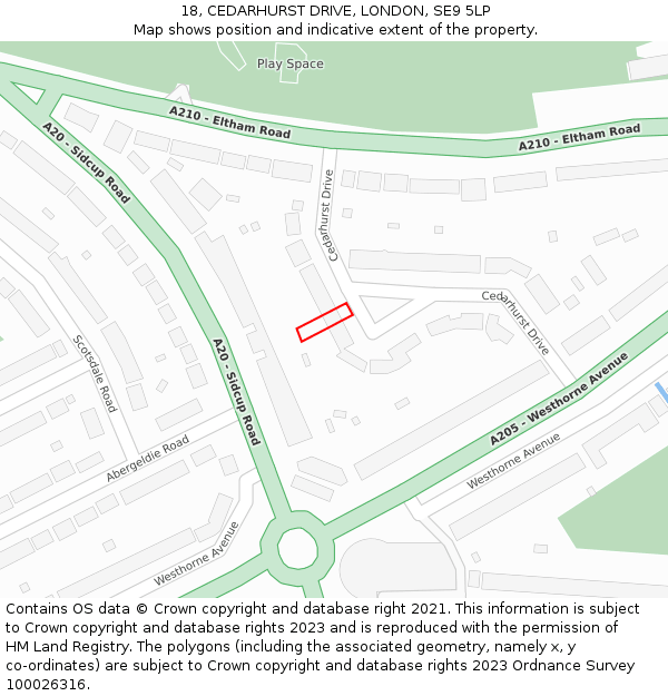 18, CEDARHURST DRIVE, LONDON, SE9 5LP: Location map and indicative extent of plot