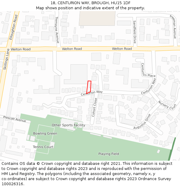 18, CENTURION WAY, BROUGH, HU15 1DF: Location map and indicative extent of plot