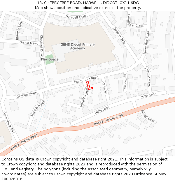 18, CHERRY TREE ROAD, HARWELL, DIDCOT, OX11 6DG: Location map and indicative extent of plot