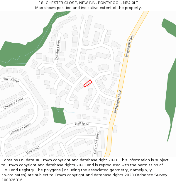 18, CHESTER CLOSE, NEW INN, PONTYPOOL, NP4 0LT: Location map and indicative extent of plot