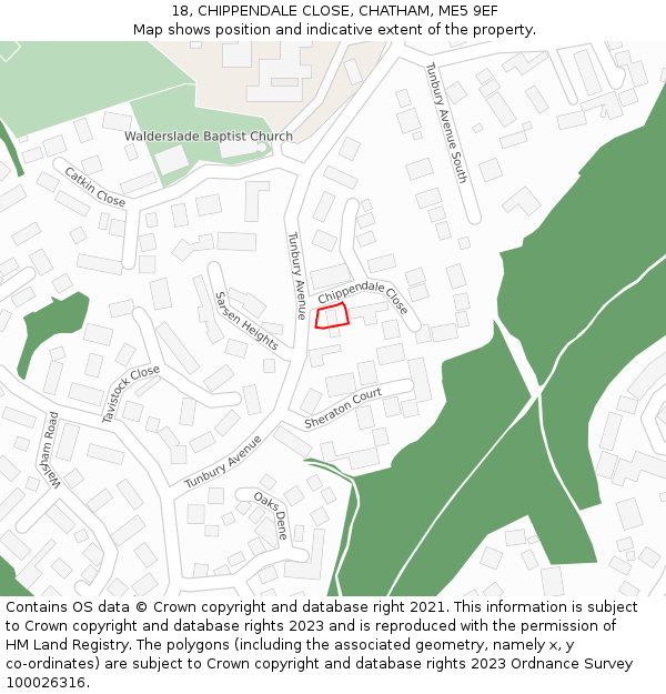 18, CHIPPENDALE CLOSE, CHATHAM, ME5 9EF: Location map and indicative extent of plot