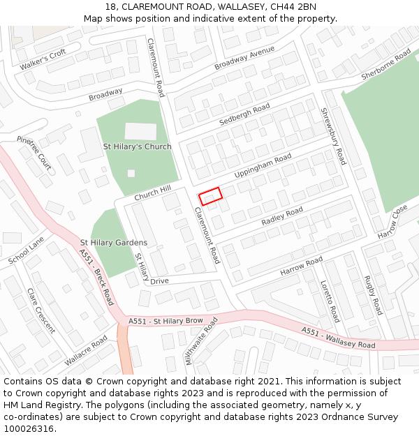 18, CLAREMOUNT ROAD, WALLASEY, CH44 2BN: Location map and indicative extent of plot