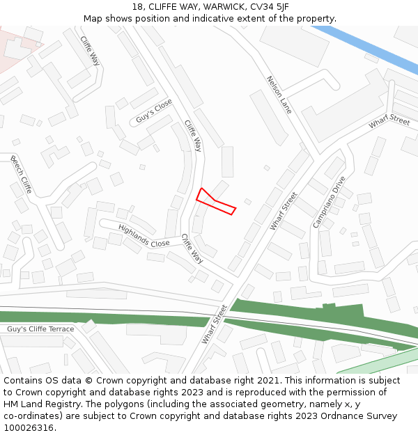 18, CLIFFE WAY, WARWICK, CV34 5JF: Location map and indicative extent of plot