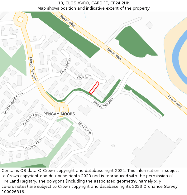 18, CLOS AVRO, CARDIFF, CF24 2HN: Location map and indicative extent of plot