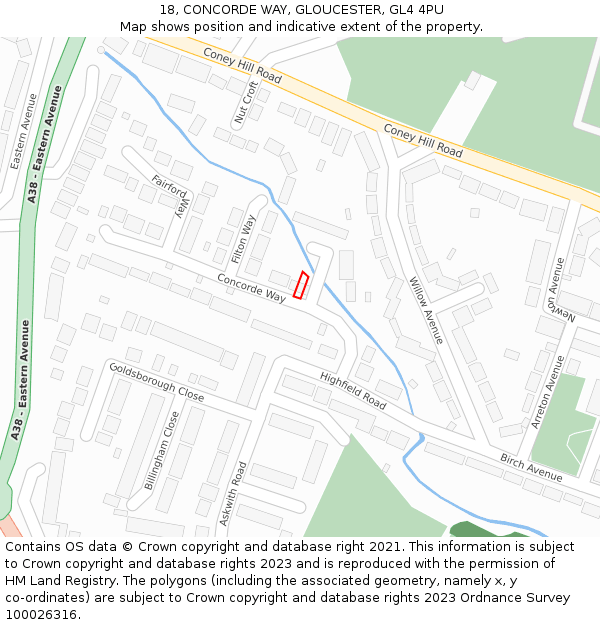 18, CONCORDE WAY, GLOUCESTER, GL4 4PU: Location map and indicative extent of plot