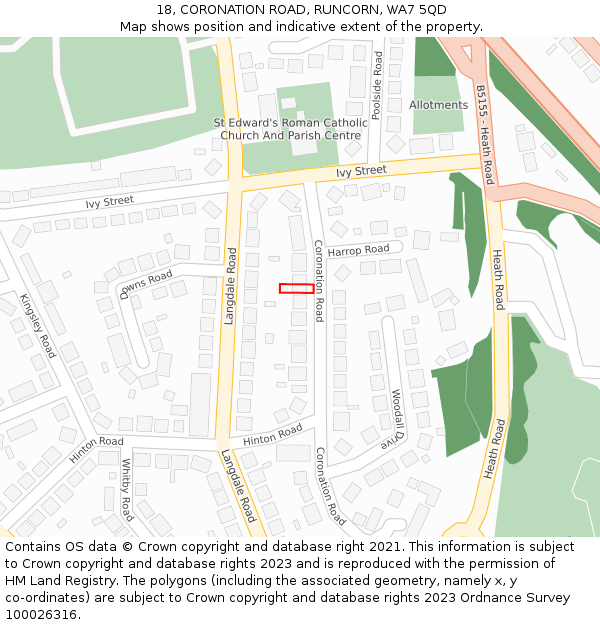 18, CORONATION ROAD, RUNCORN, WA7 5QD: Location map and indicative extent of plot