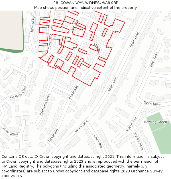 18, COWAN WAY, WIDNES, WA8 9BP: Location map and indicative extent of plot
