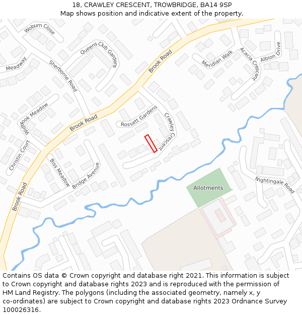 18, CRAWLEY CRESCENT, TROWBRIDGE, BA14 9SP: Location map and indicative extent of plot