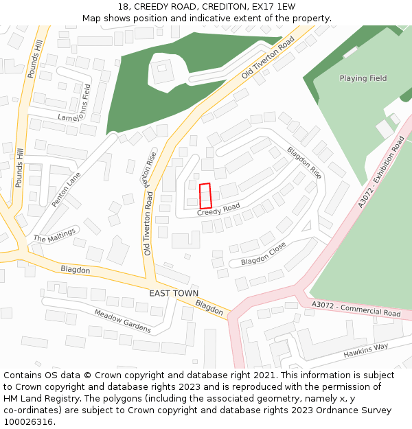 18, CREEDY ROAD, CREDITON, EX17 1EW: Location map and indicative extent of plot