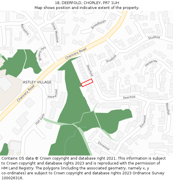 18, DEERFOLD, CHORLEY, PR7 1UH: Location map and indicative extent of plot