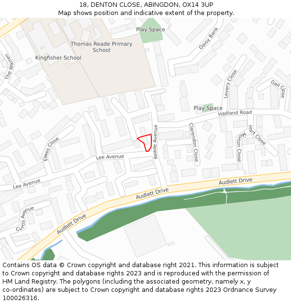 18, DENTON CLOSE, ABINGDON, OX14 3UP: Location map and indicative extent of plot