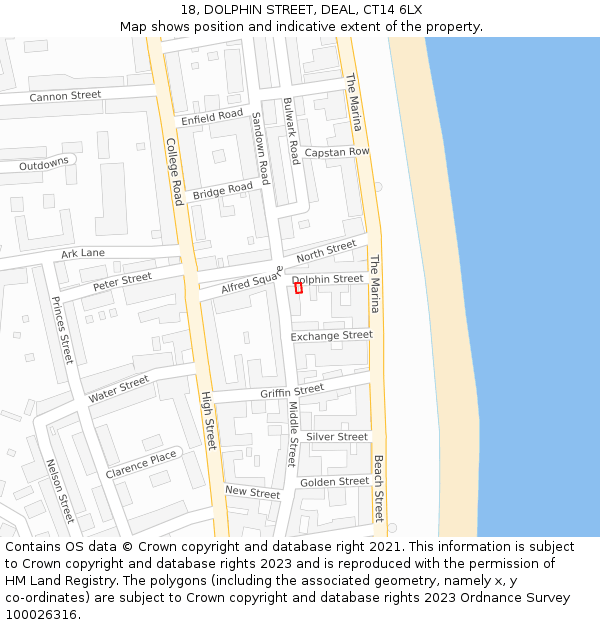 18, DOLPHIN STREET, DEAL, CT14 6LX: Location map and indicative extent of plot