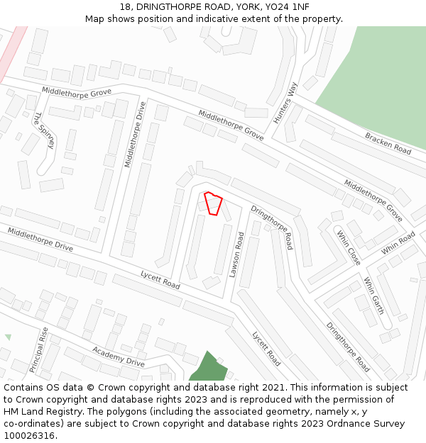 18, DRINGTHORPE ROAD, YORK, YO24 1NF: Location map and indicative extent of plot