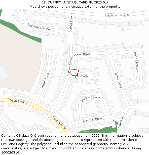 18, DUFFRYN AVENUE, CARDIFF, CF23 6LF: Location map and indicative extent of plot