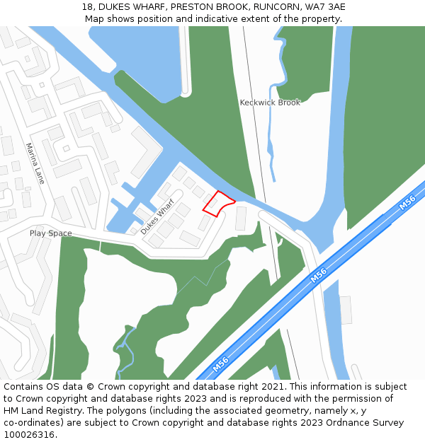 18, DUKES WHARF, PRESTON BROOK, RUNCORN, WA7 3AE: Location map and indicative extent of plot