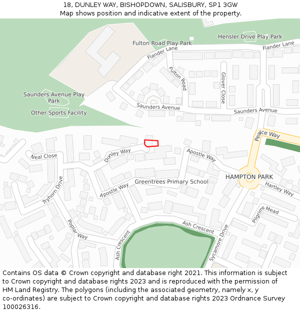 18, DUNLEY WAY, BISHOPDOWN, SALISBURY, SP1 3GW: Location map and indicative extent of plot