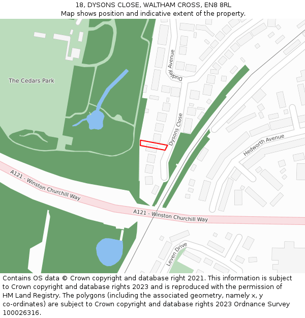 18, DYSONS CLOSE, WALTHAM CROSS, EN8 8RL: Location map and indicative extent of plot