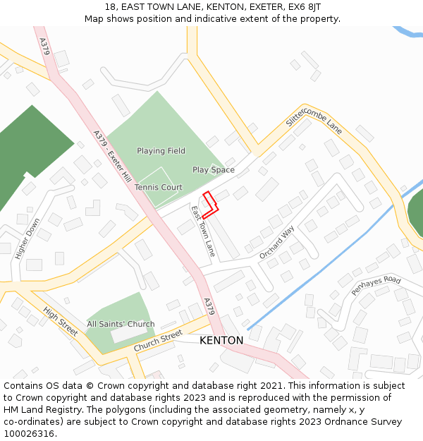 18, EAST TOWN LANE, KENTON, EXETER, EX6 8JT: Location map and indicative extent of plot