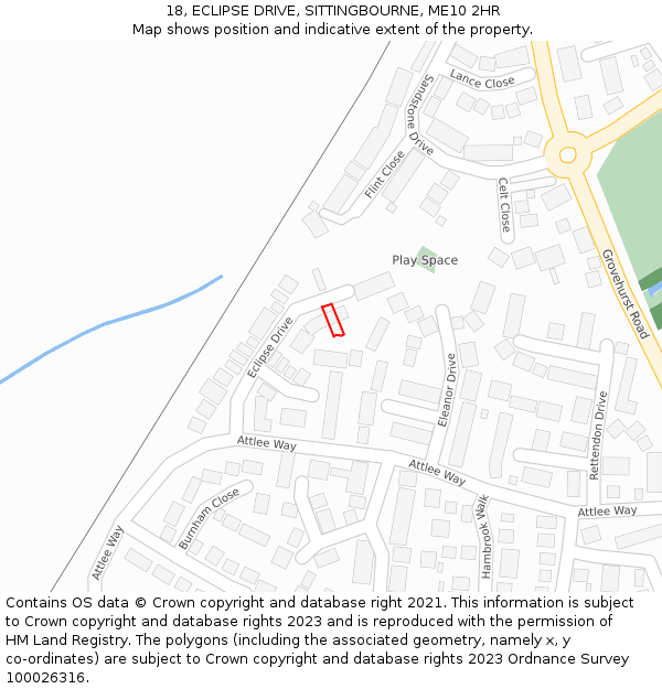 18, ECLIPSE DRIVE, SITTINGBOURNE, ME10 2HR: Location map and indicative extent of plot