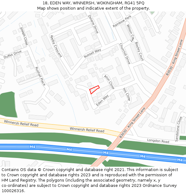 18, EDEN WAY, WINNERSH, WOKINGHAM, RG41 5PQ: Location map and indicative extent of plot