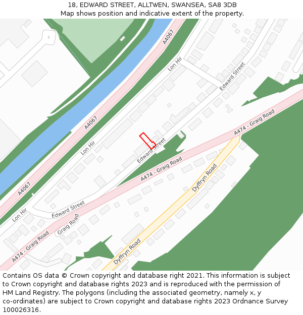 18, EDWARD STREET, ALLTWEN, SWANSEA, SA8 3DB: Location map and indicative extent of plot