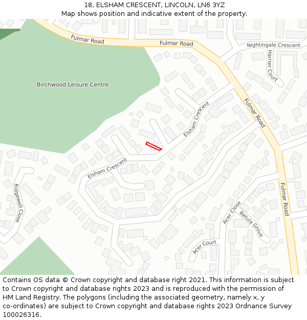 18, ELSHAM CRESCENT, LINCOLN, LN6 3YZ: Location map and indicative extent of plot