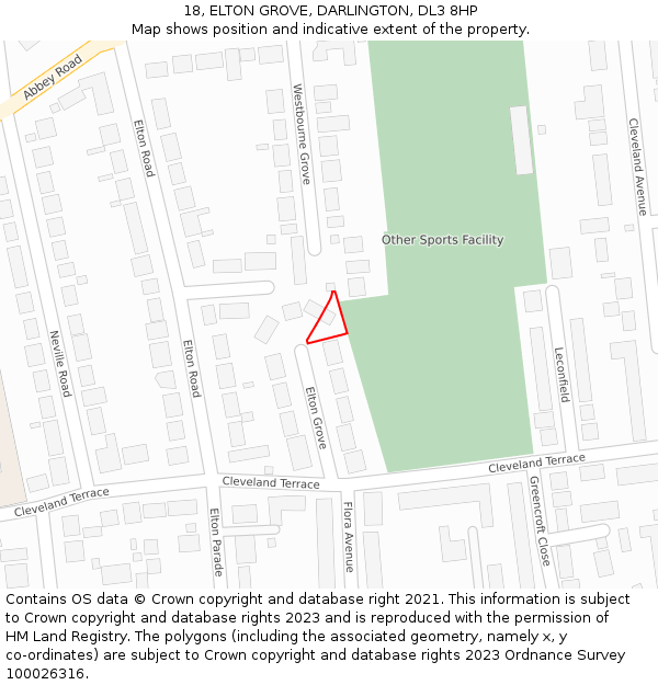 18, ELTON GROVE, DARLINGTON, DL3 8HP: Location map and indicative extent of plot