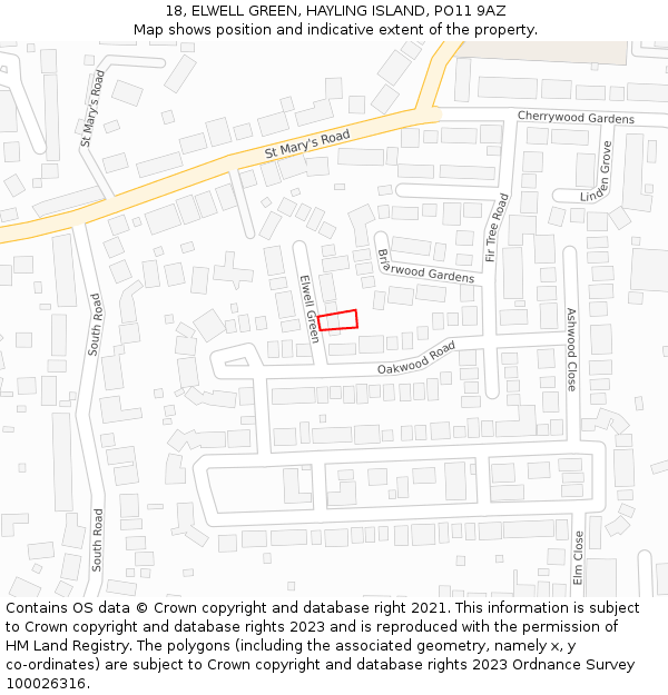 18, ELWELL GREEN, HAYLING ISLAND, PO11 9AZ: Location map and indicative extent of plot