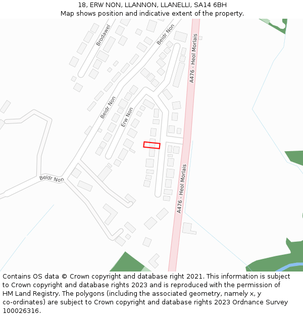 18, ERW NON, LLANNON, LLANELLI, SA14 6BH: Location map and indicative extent of plot