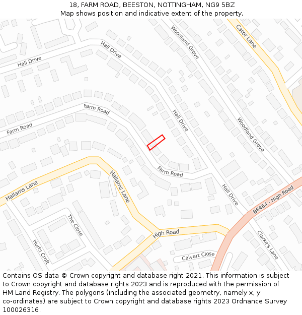 18, FARM ROAD, BEESTON, NOTTINGHAM, NG9 5BZ: Location map and indicative extent of plot