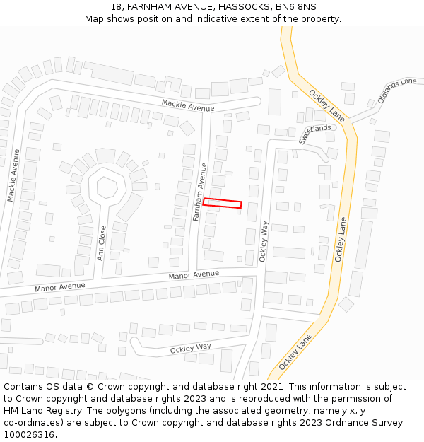 18, FARNHAM AVENUE, HASSOCKS, BN6 8NS: Location map and indicative extent of plot