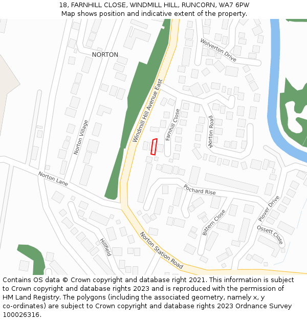 18, FARNHILL CLOSE, WINDMILL HILL, RUNCORN, WA7 6PW: Location map and indicative extent of plot