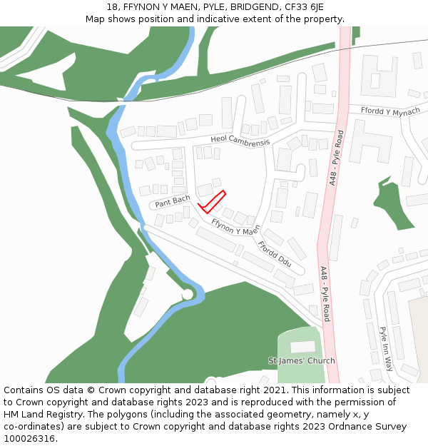 18, FFYNON Y MAEN, PYLE, BRIDGEND, CF33 6JE: Location map and indicative extent of plot