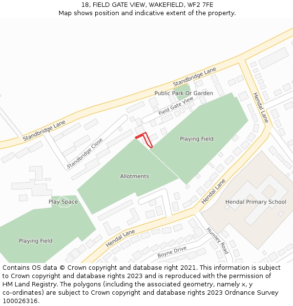 18, FIELD GATE VIEW, WAKEFIELD, WF2 7FE: Location map and indicative extent of plot