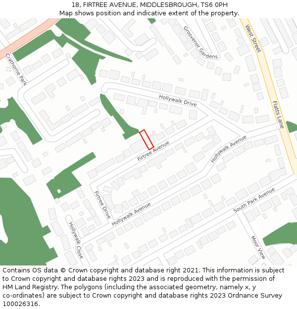 18, FIRTREE AVENUE, MIDDLESBROUGH, TS6 0PH: Location map and indicative extent of plot