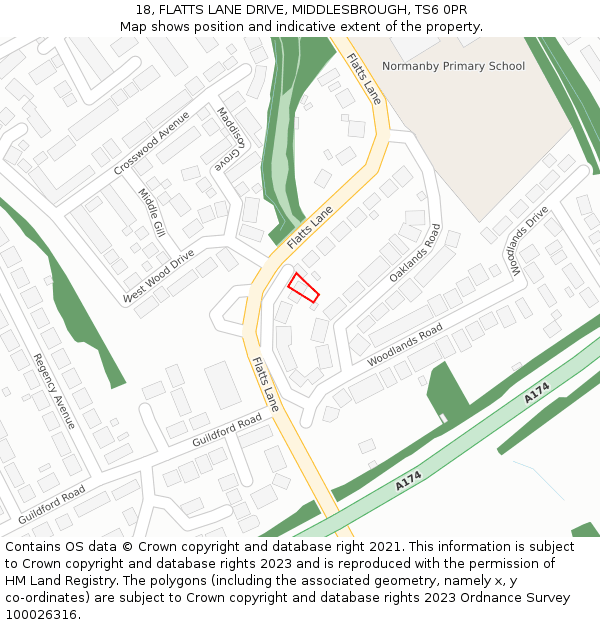 18, FLATTS LANE DRIVE, MIDDLESBROUGH, TS6 0PR: Location map and indicative extent of plot