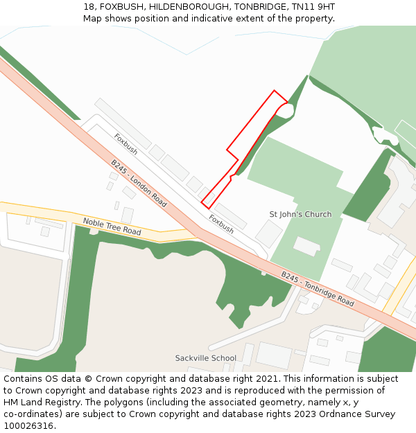 18, FOXBUSH, HILDENBOROUGH, TONBRIDGE, TN11 9HT: Location map and indicative extent of plot