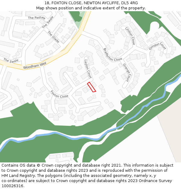 18, FOXTON CLOSE, NEWTON AYCLIFFE, DL5 4RG: Location map and indicative extent of plot