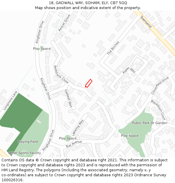 18, GADWALL WAY, SOHAM, ELY, CB7 5GQ: Location map and indicative extent of plot