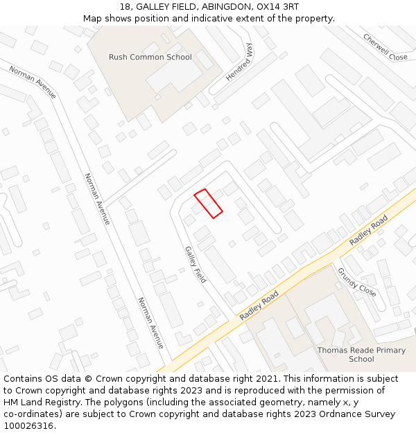 18, GALLEY FIELD, ABINGDON, OX14 3RT: Location map and indicative extent of plot
