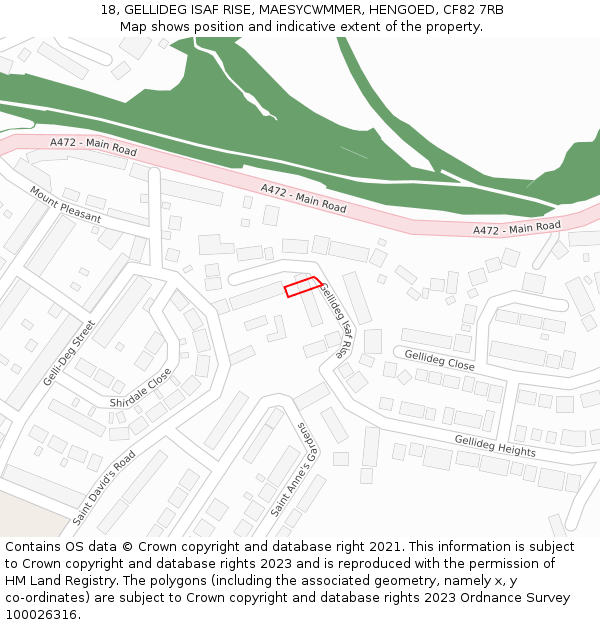 18, GELLIDEG ISAF RISE, MAESYCWMMER, HENGOED, CF82 7RB: Location map and indicative extent of plot