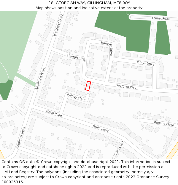 18, GEORGIAN WAY, GILLINGHAM, ME8 0QY: Location map and indicative extent of plot