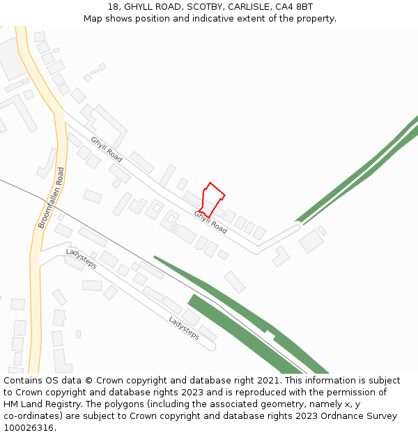 18, GHYLL ROAD, SCOTBY, CARLISLE, CA4 8BT: Location map and indicative extent of plot