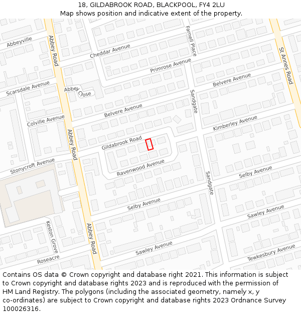 18, GILDABROOK ROAD, BLACKPOOL, FY4 2LU: Location map and indicative extent of plot