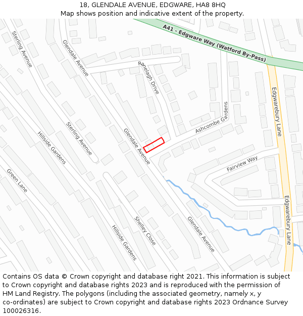 18, GLENDALE AVENUE, EDGWARE, HA8 8HQ: Location map and indicative extent of plot
