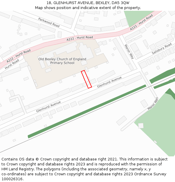 18, GLENHURST AVENUE, BEXLEY, DA5 3QW: Location map and indicative extent of plot