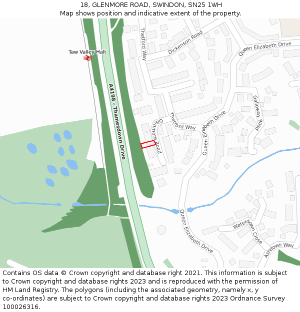 18, GLENMORE ROAD, SWINDON, SN25 1WH: Location map and indicative extent of plot