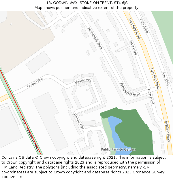 18, GODWIN WAY, STOKE-ON-TRENT, ST4 6JS: Location map and indicative extent of plot